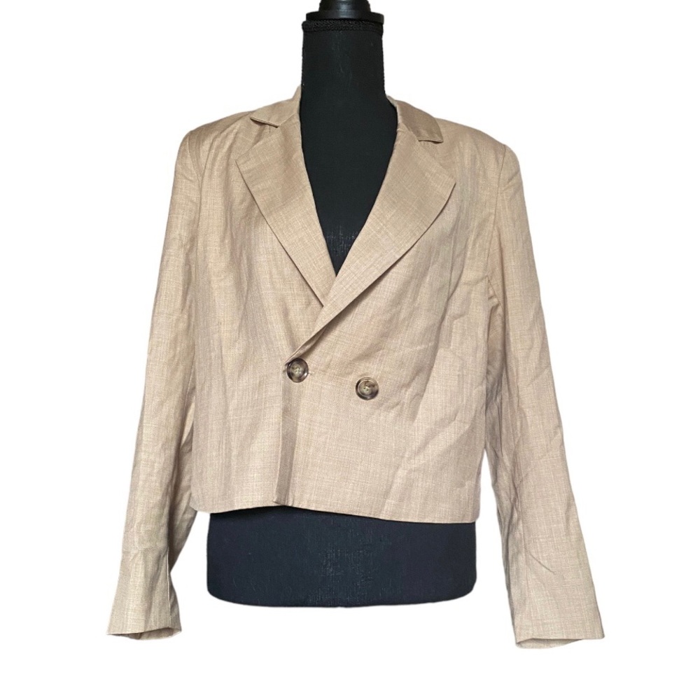 Express Peak lapel double breasted cropped blazer